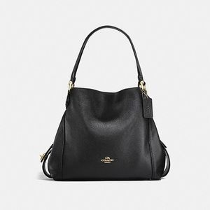 Black Leather Coach “Edie Shoulder Bag 31”